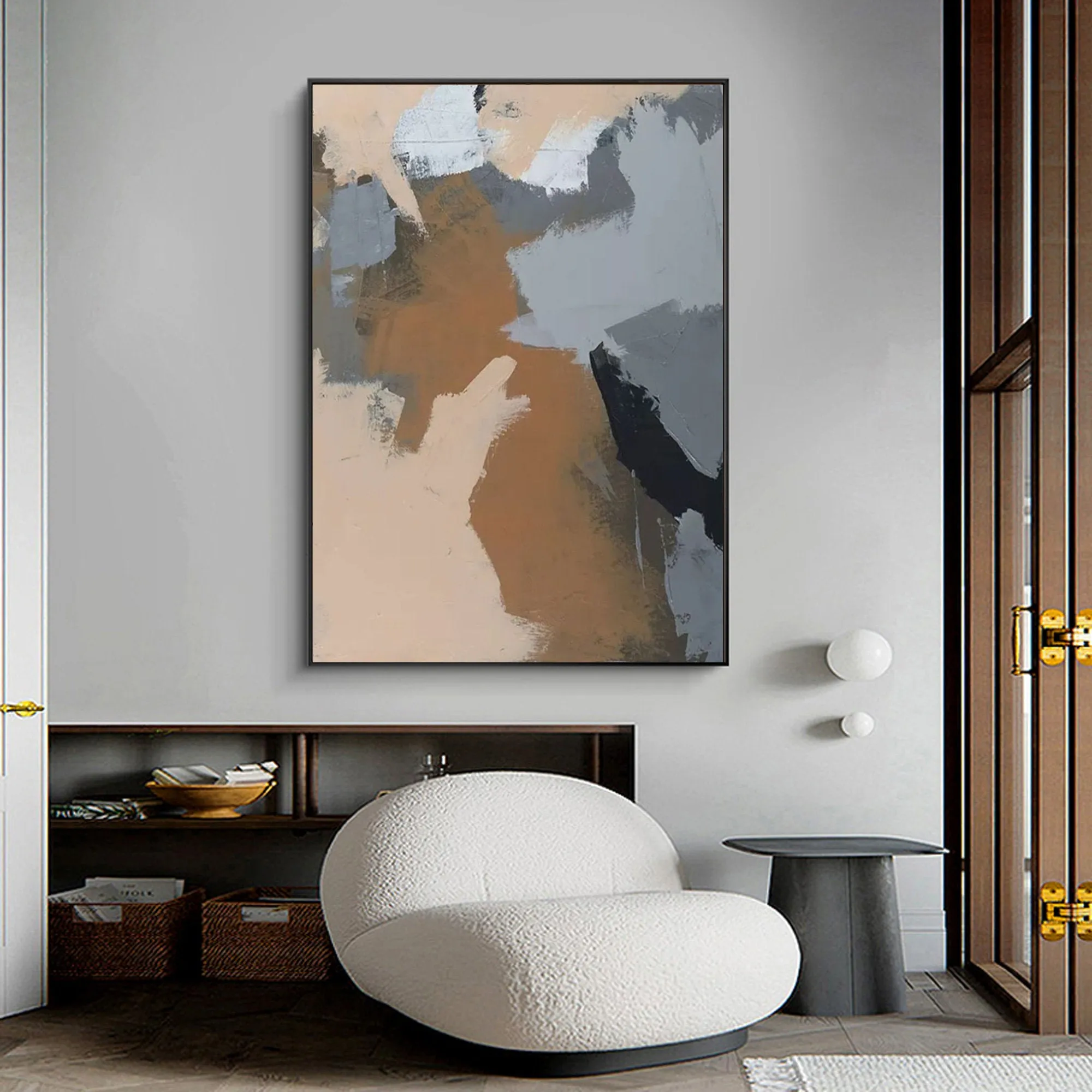 Gray Painting Beige Painting Brown Painting Abstract Art Yp006