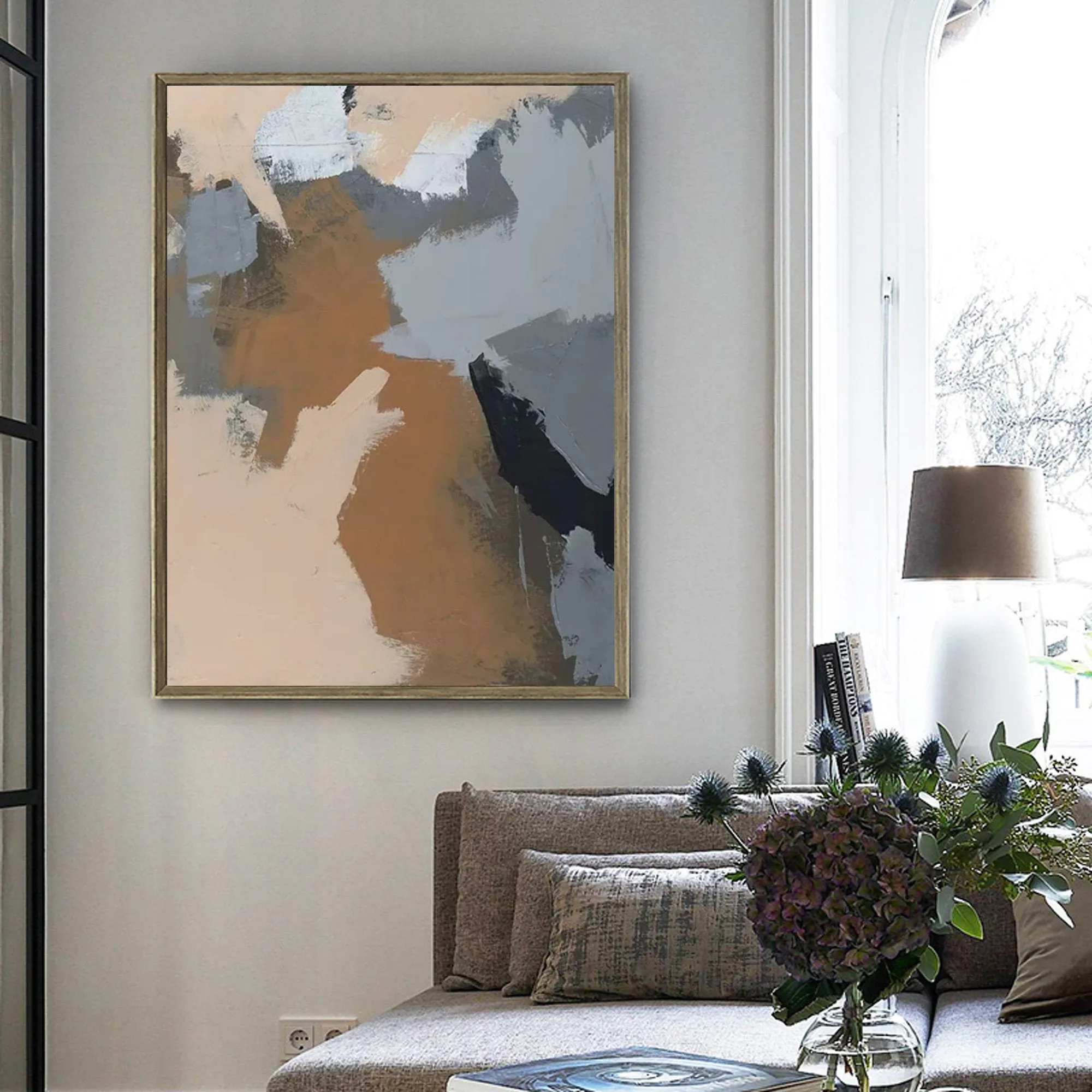 Gray Painting Beige Painting Brown Painting Abstract Art Yp006