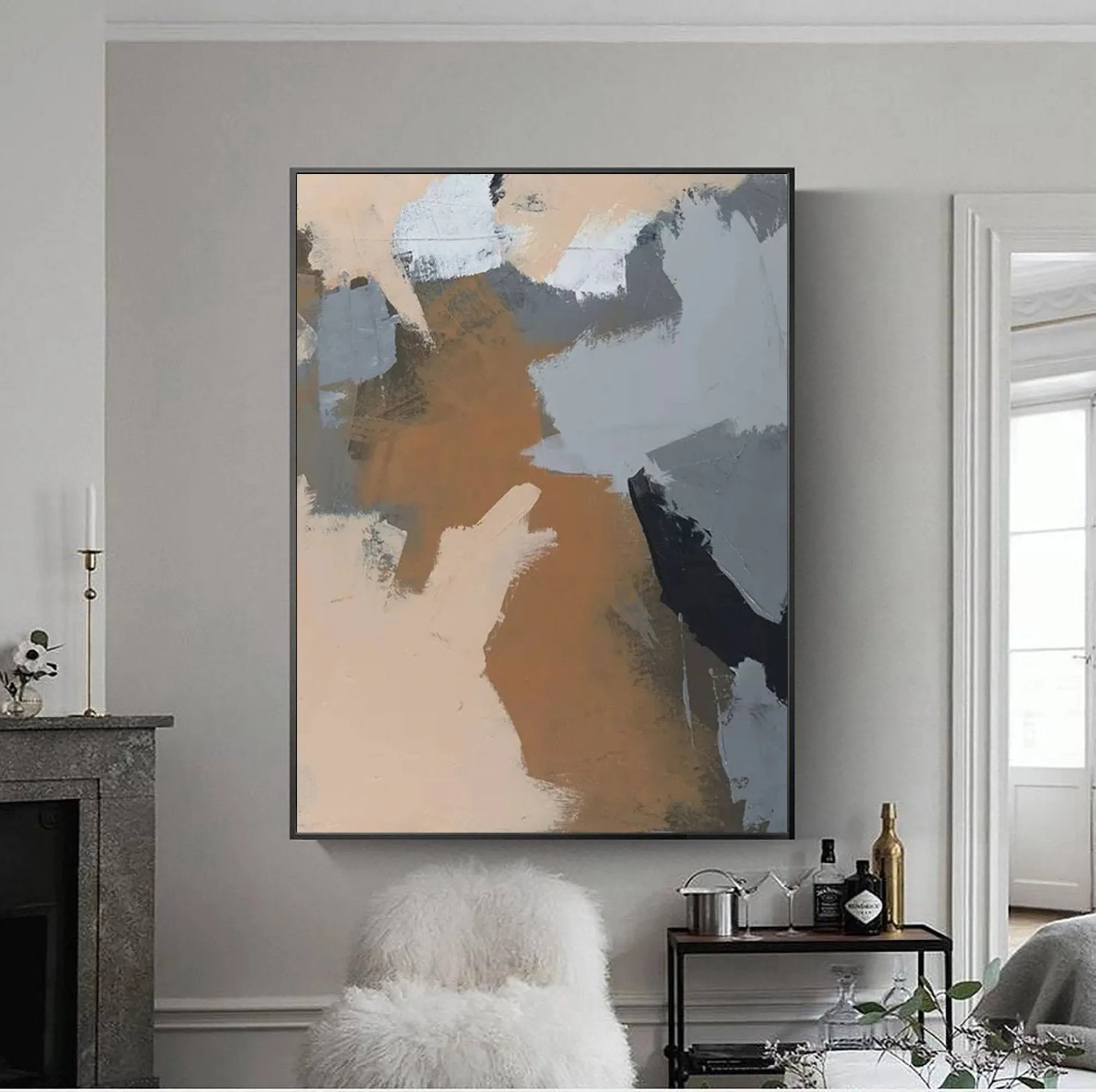 Gray Painting Beige Painting Brown Painting Abstract Art Yp006