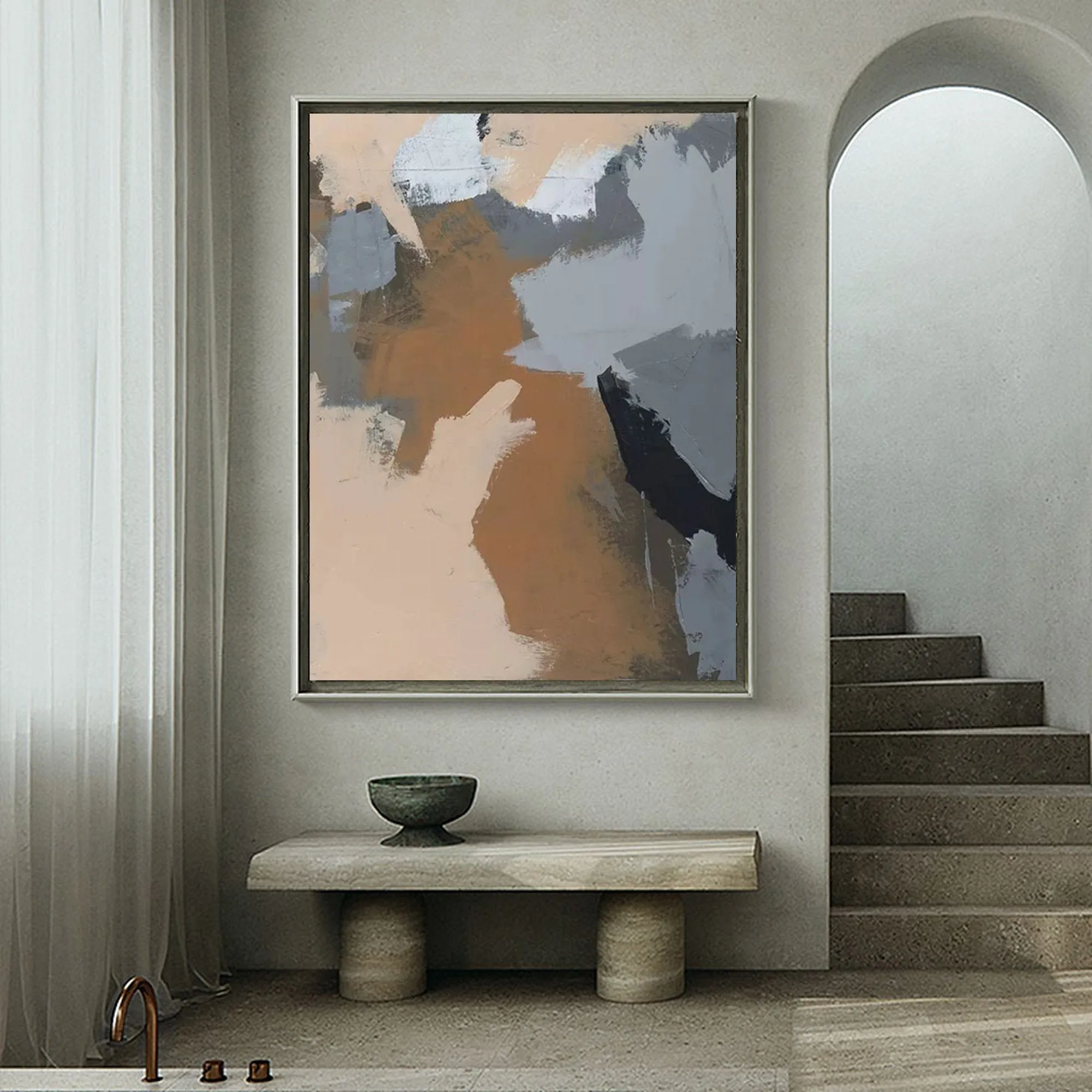 Gray Painting Beige Painting Brown Painting Abstract Art Yp006