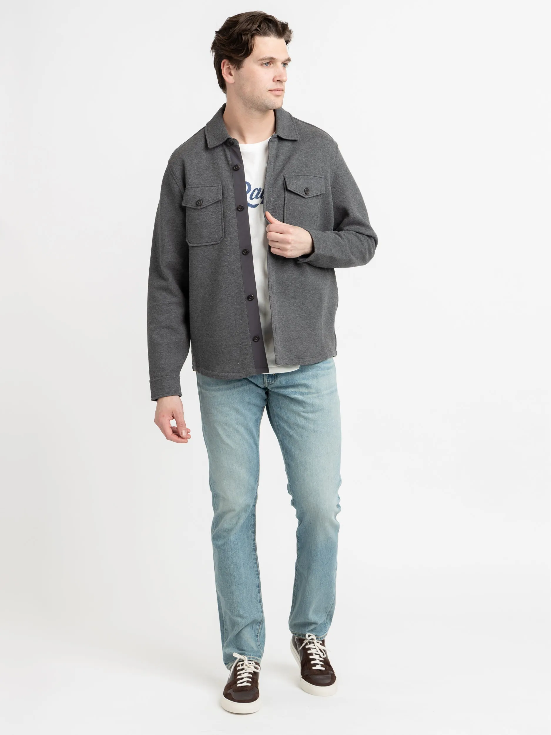 Grey Double-Knit Mesh Overshirt