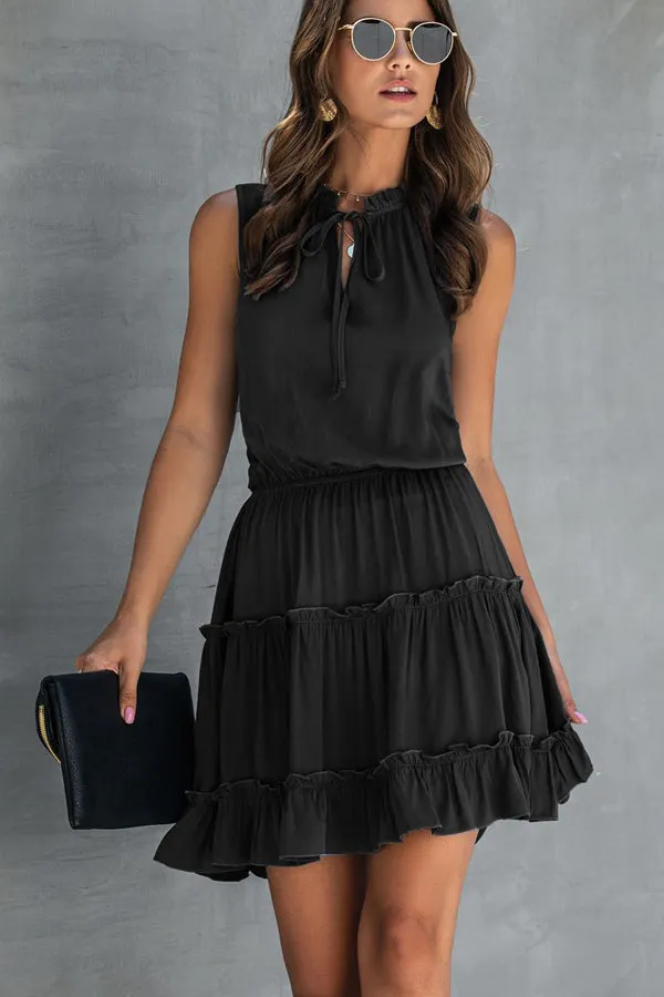 Halter Neck Tie Trendy Waist Solid Casual Dress