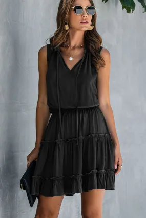 Halter Neck Tie Trendy Waist Solid Casual Dress