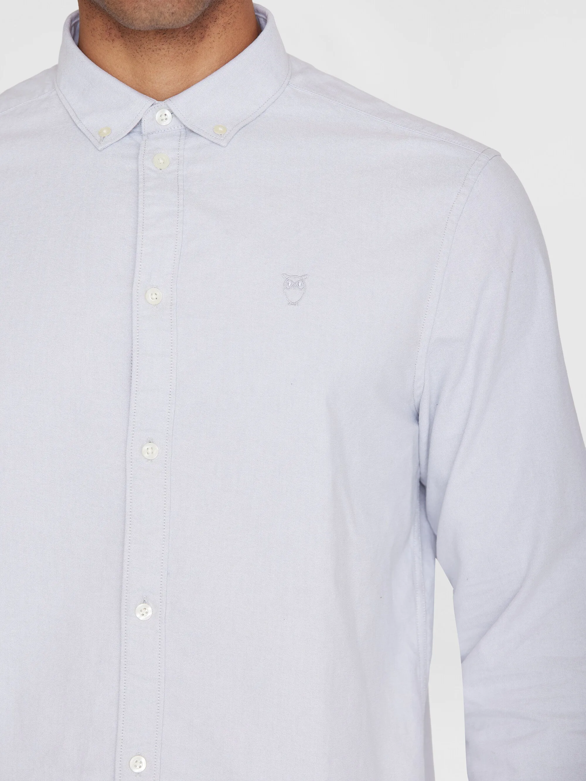 HARALD small owl oxford regular fit shirt - GOTS/Vegan - Alloy