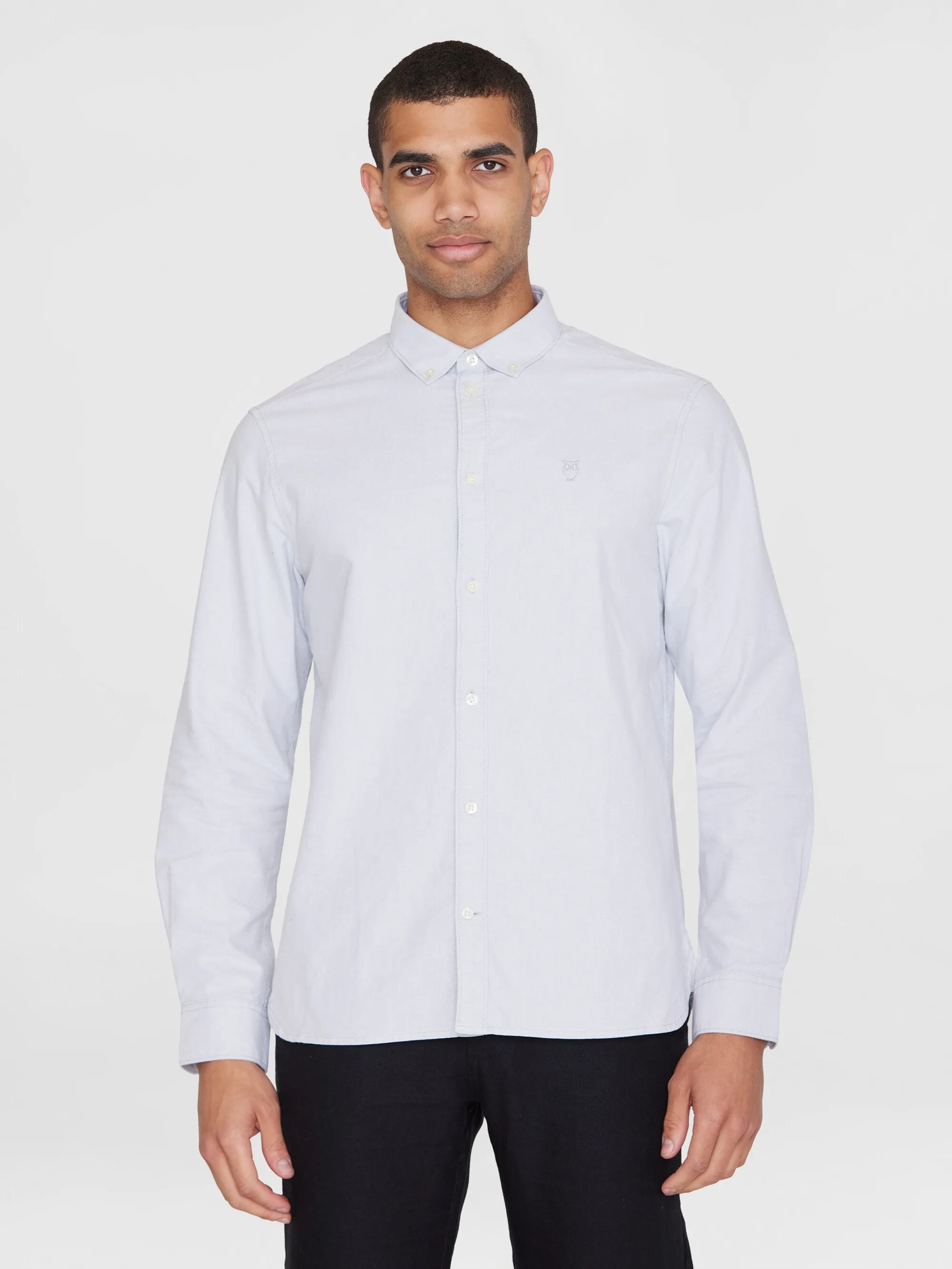 HARALD small owl oxford regular fit shirt - GOTS/Vegan - Alloy