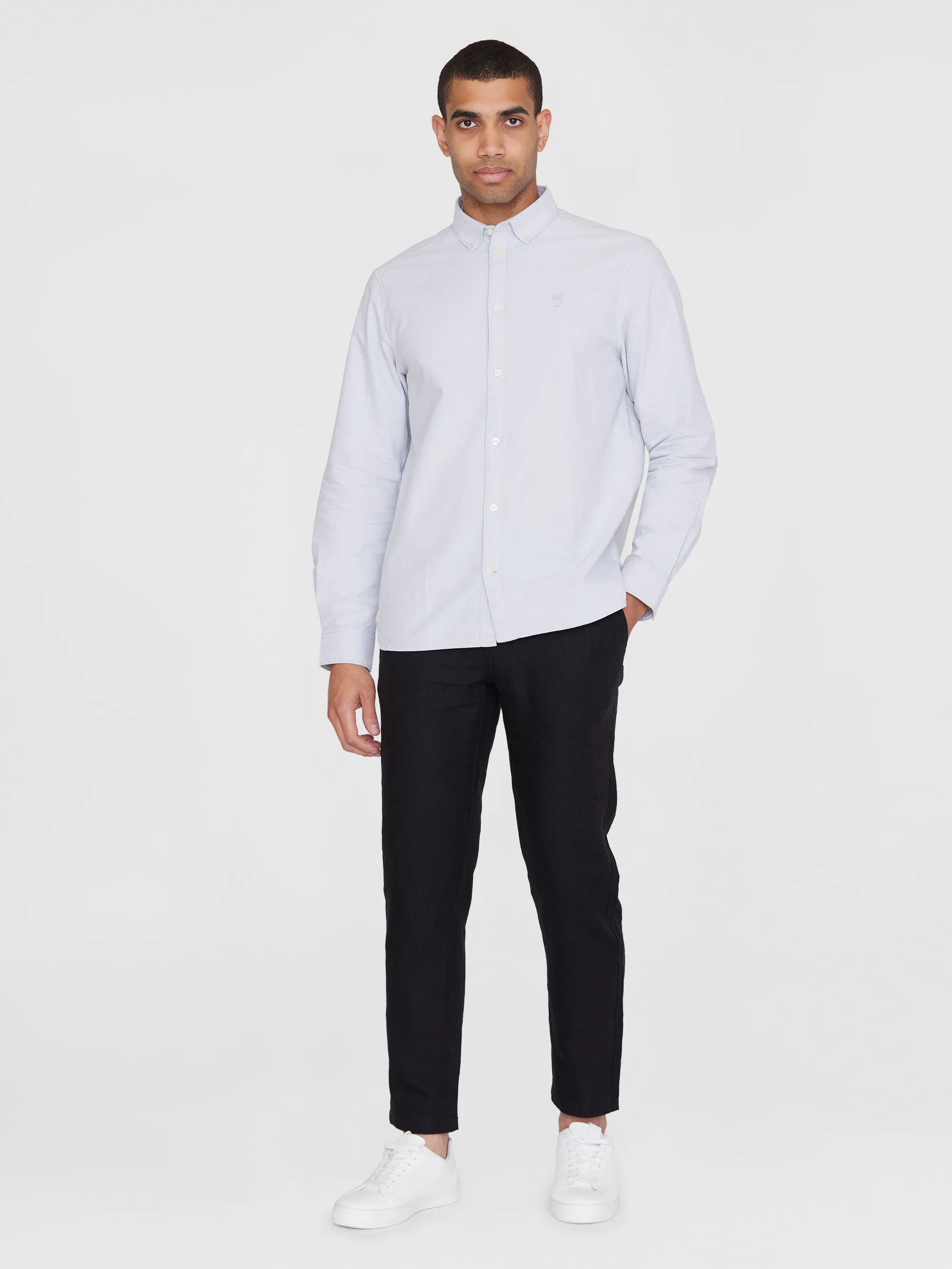 HARALD small owl oxford regular fit shirt - GOTS/Vegan - Alloy