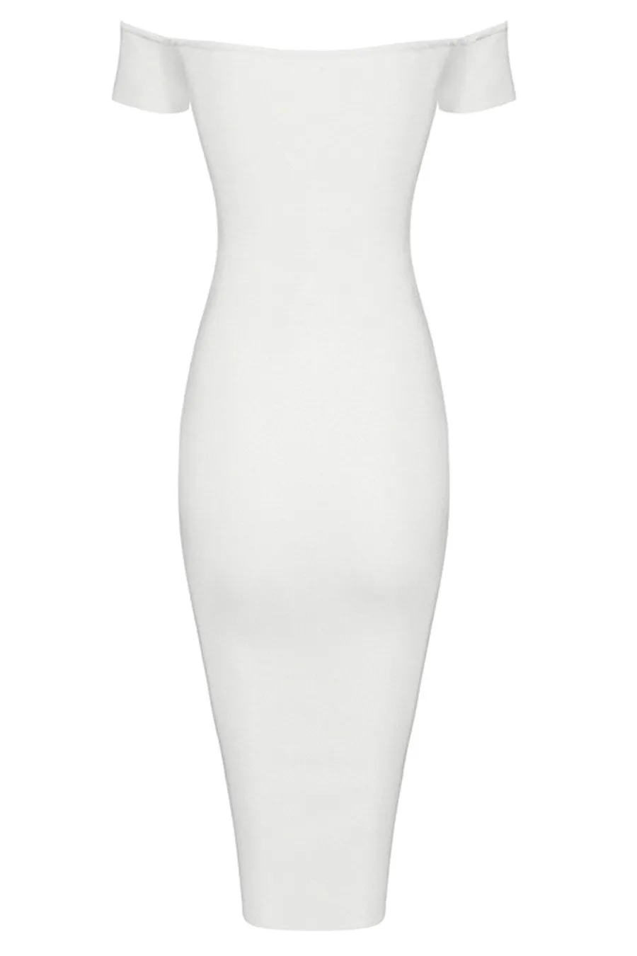 Honey Couture OLIVIA White Off Shoulder Bandage Midi Dress