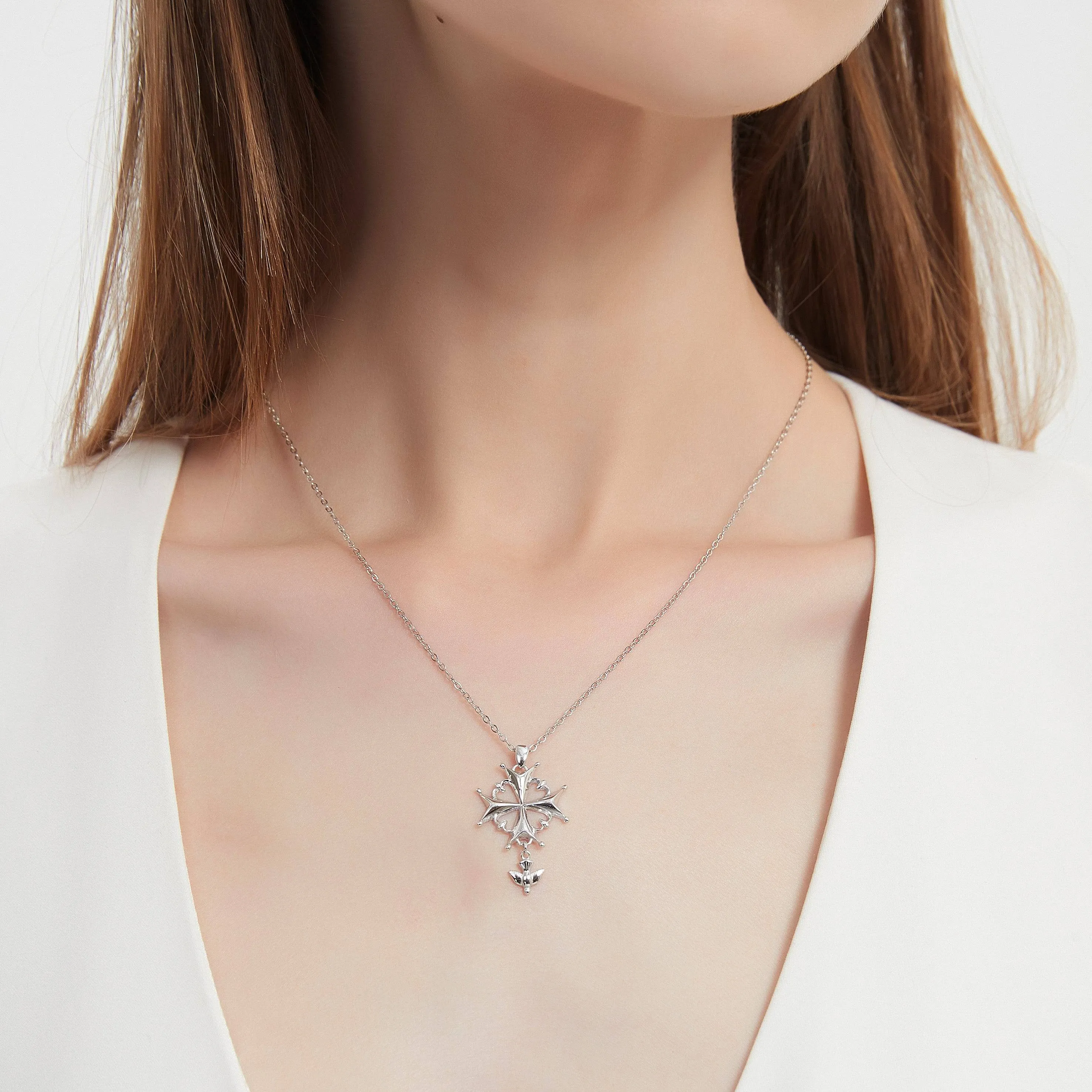 Huguenot Cross Pendant Sterling Silver