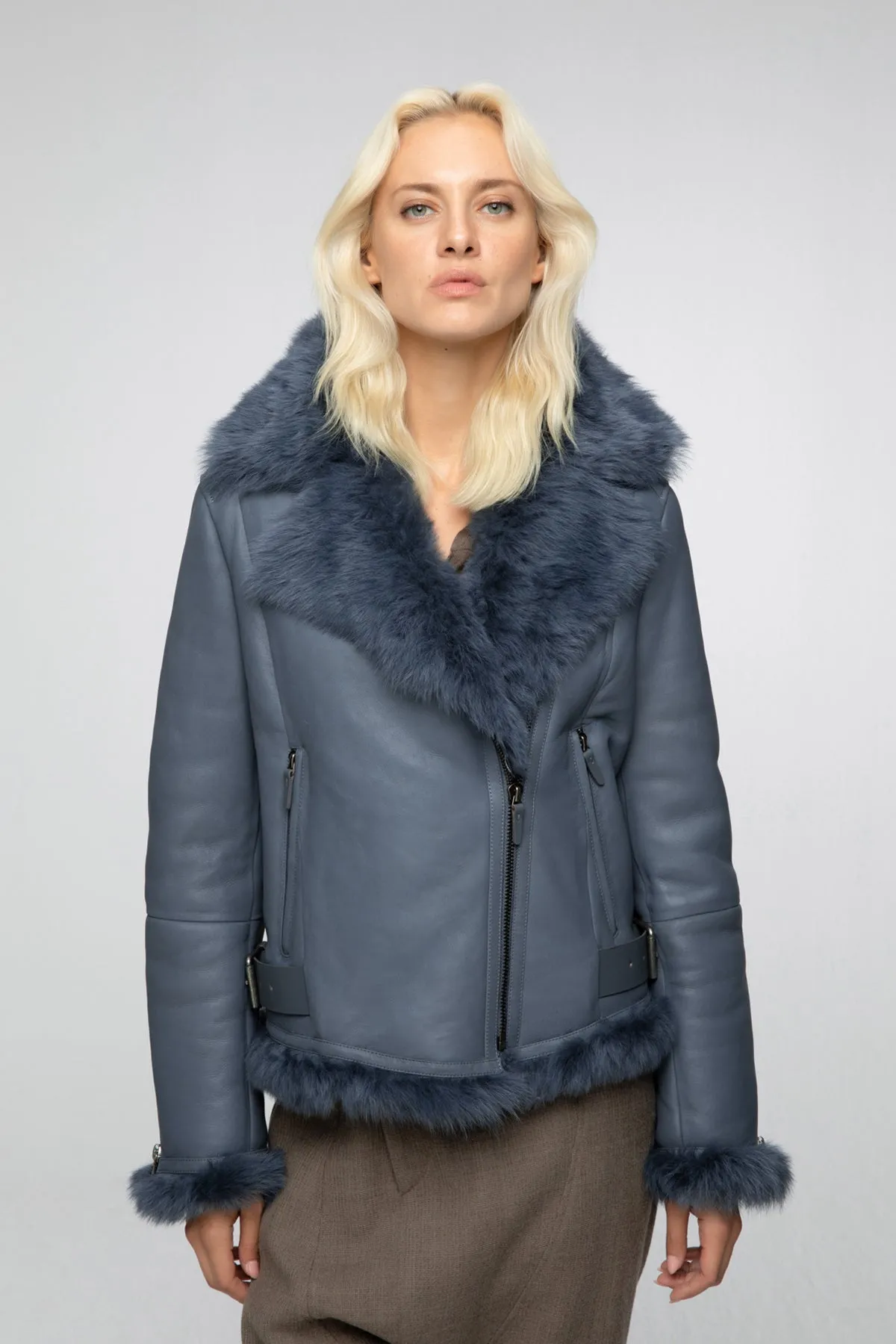 Indigo Shearling Jacket