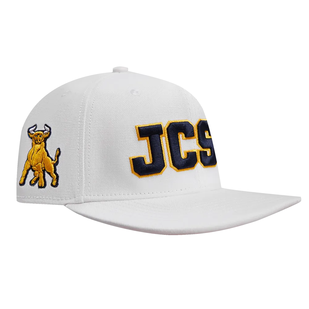 JOHNSON C. SMITH UNIVERSITY CLASSIC UNISEX STACKED LOGO WOOL SNAPBA (WHITE)