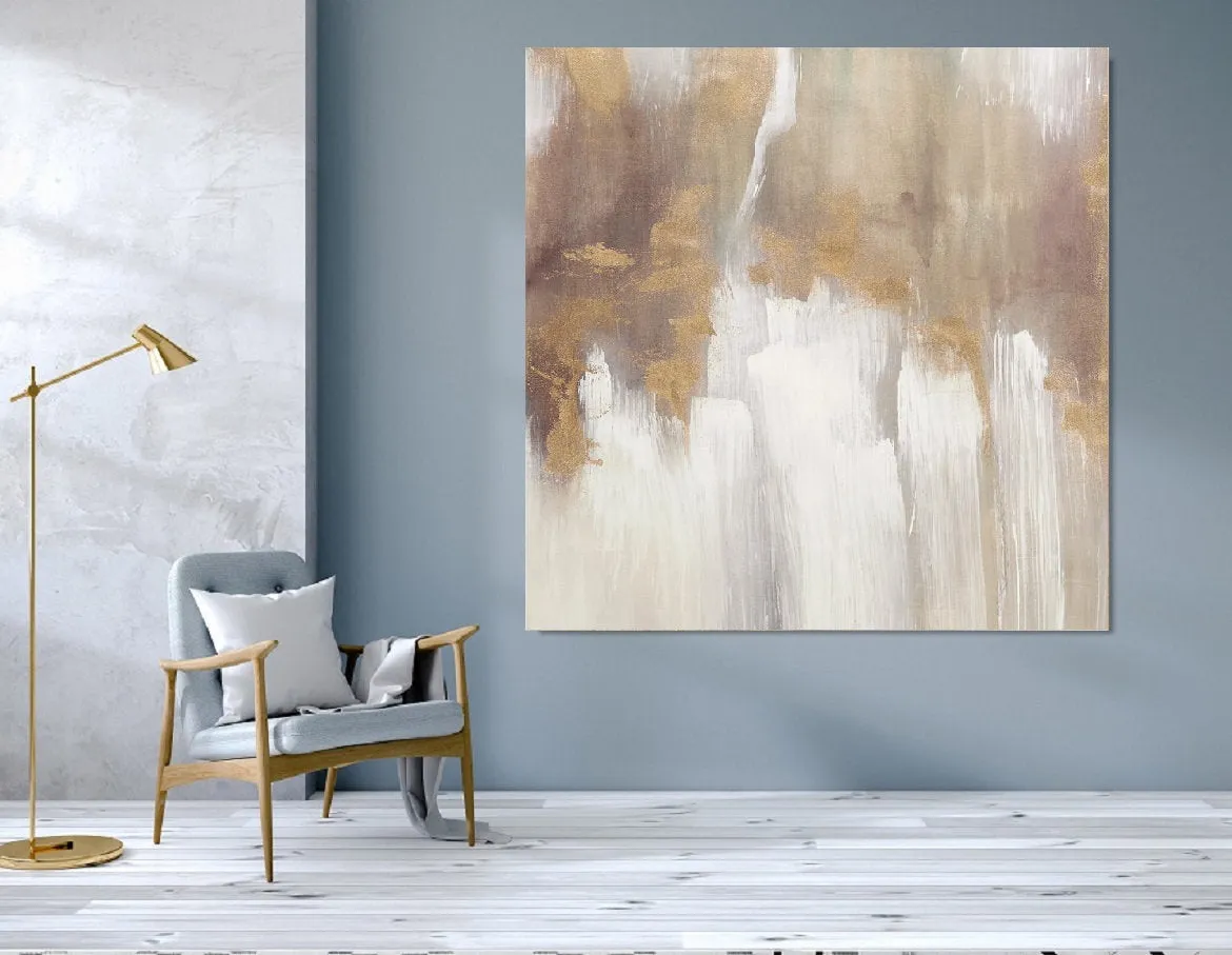 Large Gold White Abstract Painting Large Living Room Art Gp018