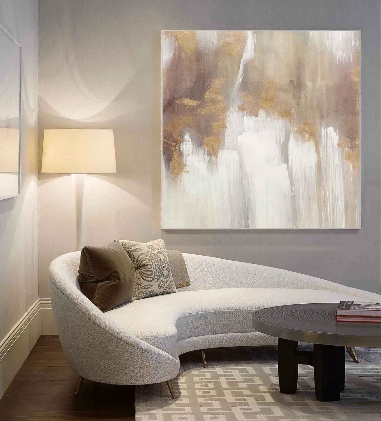 Large Gold White Abstract Painting Large Living Room Art Gp018