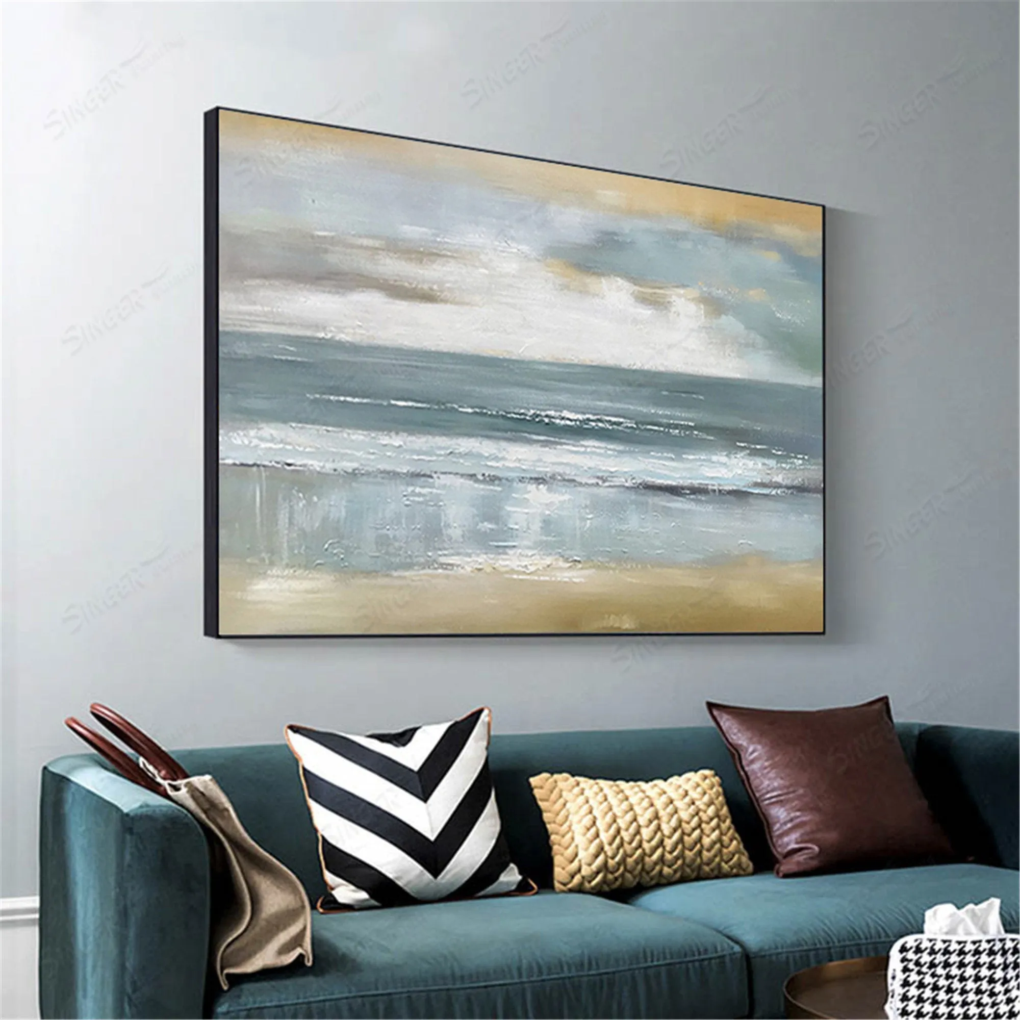 Large Living Room Wall Art Hallway Home Decoration Original Gray Seascape Gp023