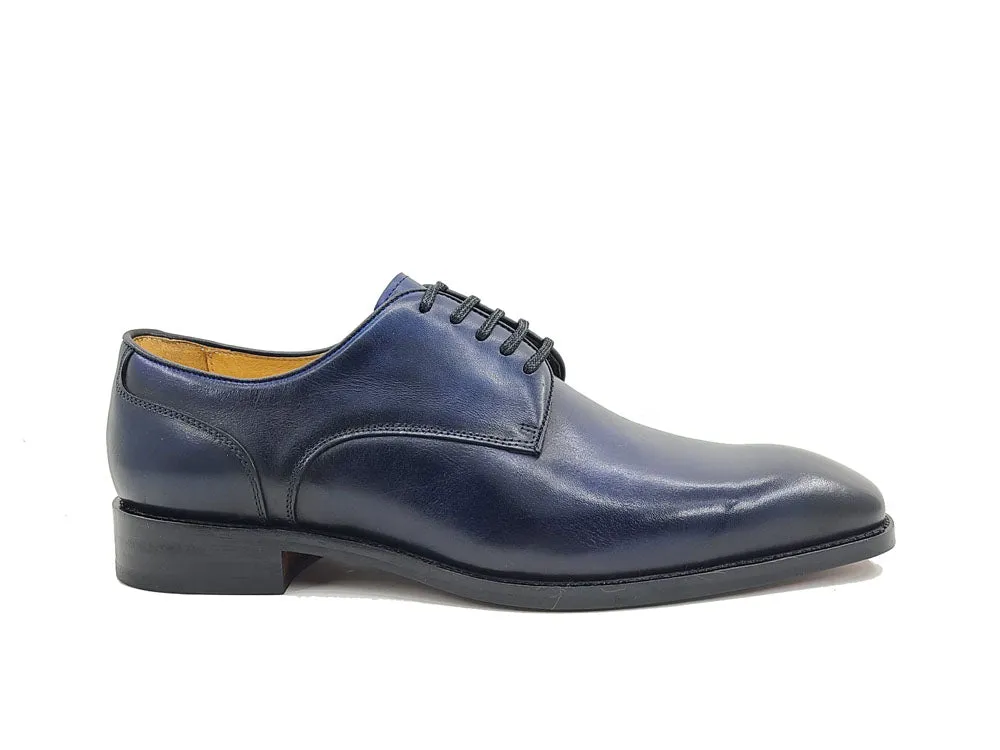 Leather Sole Plain Toe Burnished Blucher