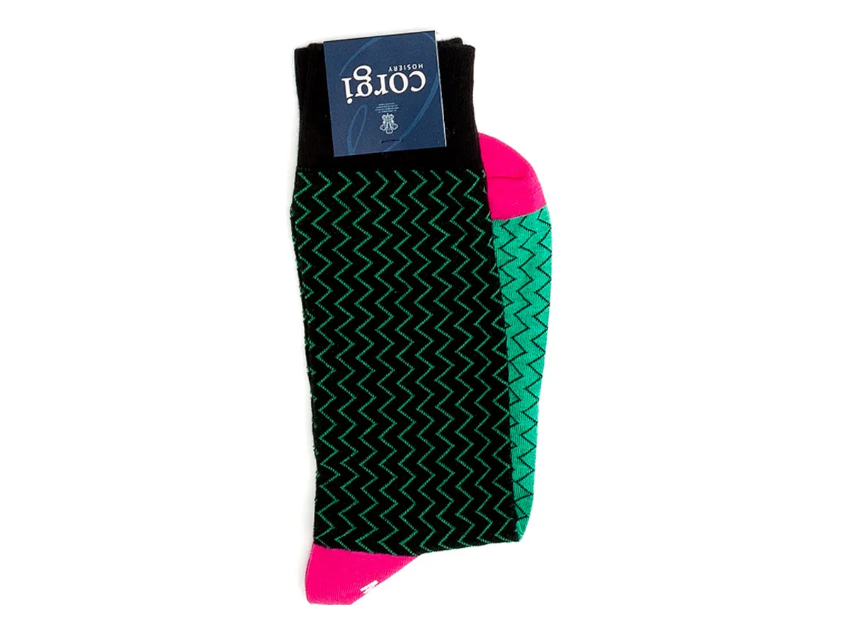 Lightning Stripe Socks Green