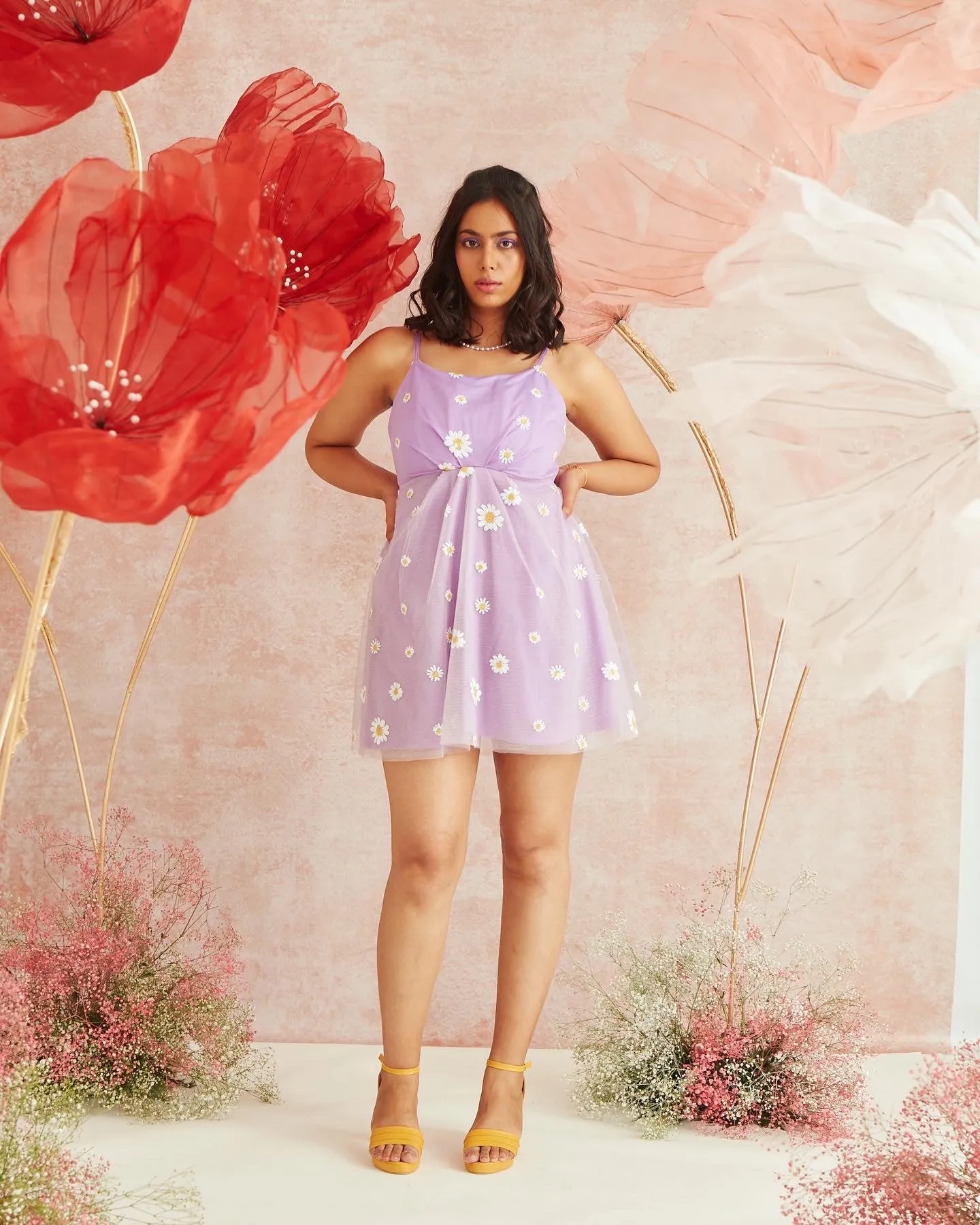 Lila Lavender Daisy Corset Mini Dress