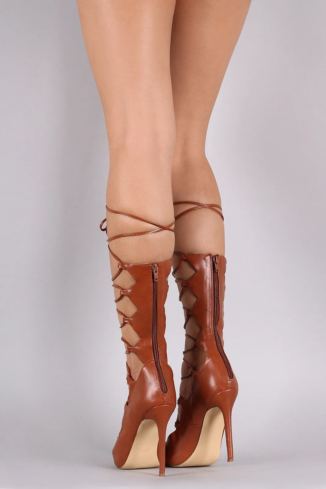 Liliana Peep Toe Corset Lace Up Stiletto Heel