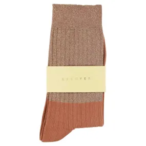 Lurex Block Socks - Gold  / Arabian Spice