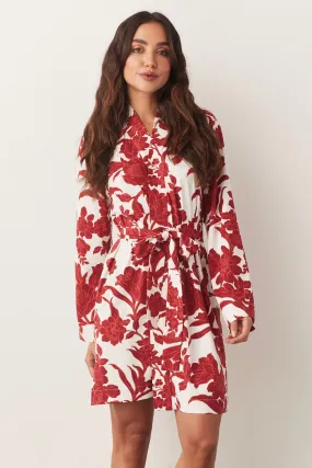 Meadow Classic Short Robe | Scarlet Floral