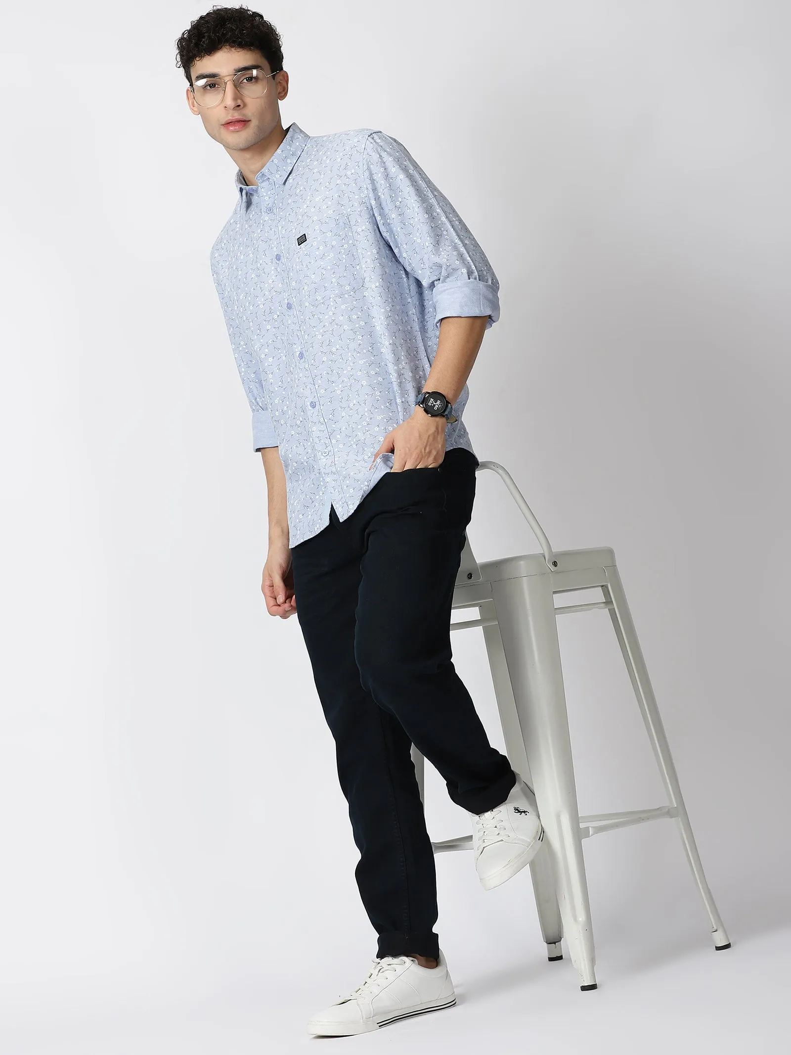 MEN'S BLUE PRINT SLIM FIT SHIRT