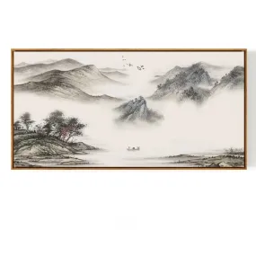 Misty Mountains Oriental Wall Art With Frame