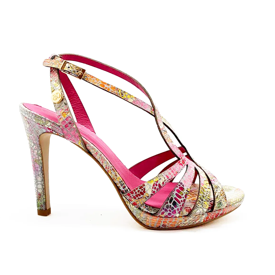 Mon Coeur - Natural soft multi coloured high heel sandal