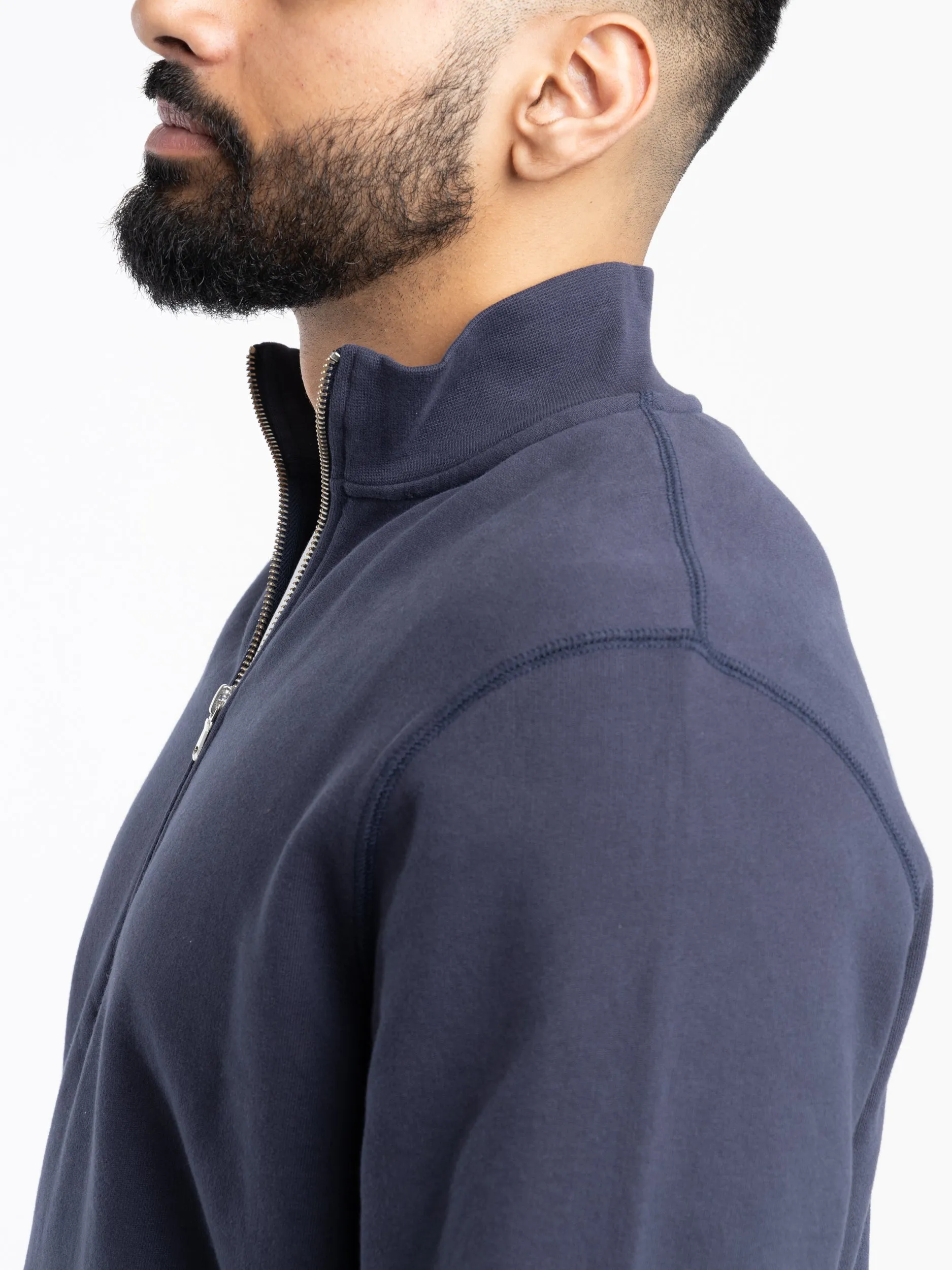 Navy Half Zip Loopback Sweatshirt