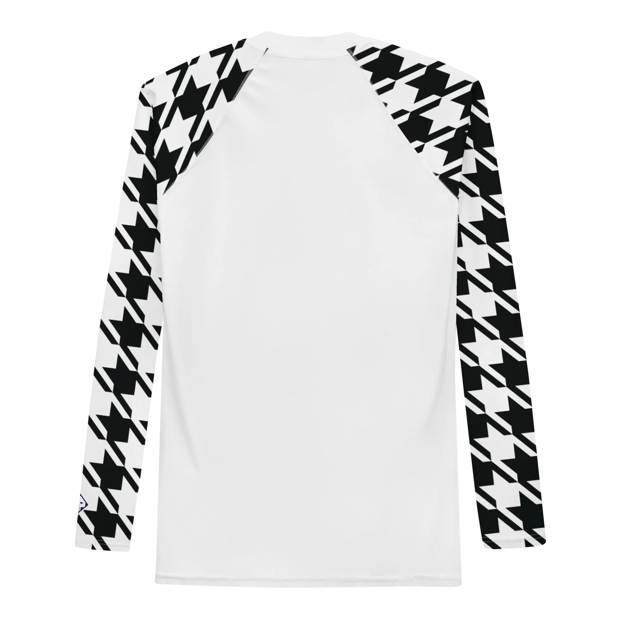 Old School Chic: Men's Classic Jiu-Jitsu Houndstooth BJJ Rash Guard Blanc