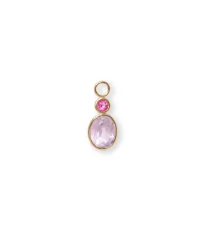 Oval 14k Gold Earring Charm in Pink Amethyst & Pink Topaz