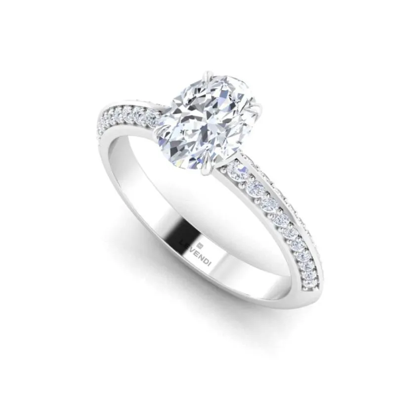 Oval Double Row Engagement Ring