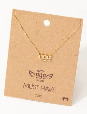 Pave 999 Angel Number Pendant Necklace