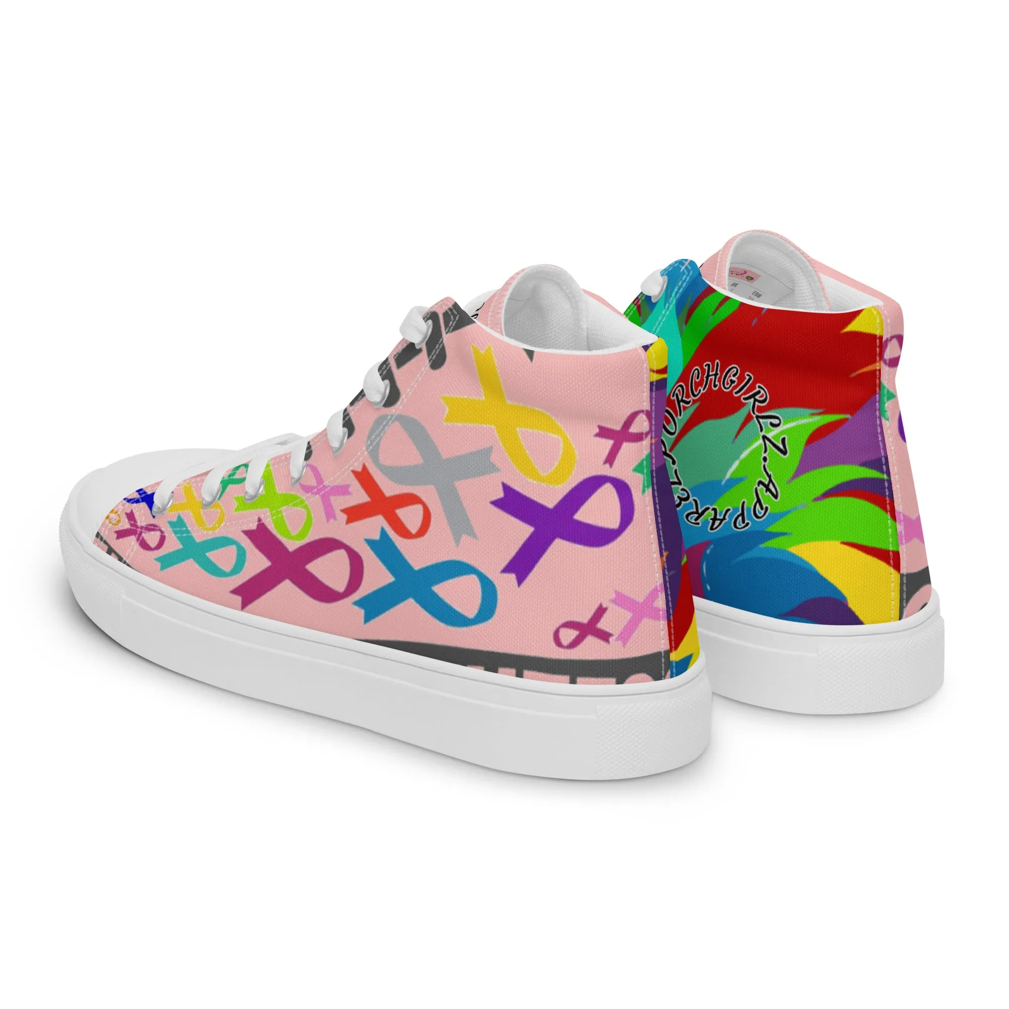 PORCHGIRLZ Breast Cancer Awareness Women’s high top canvas shoes