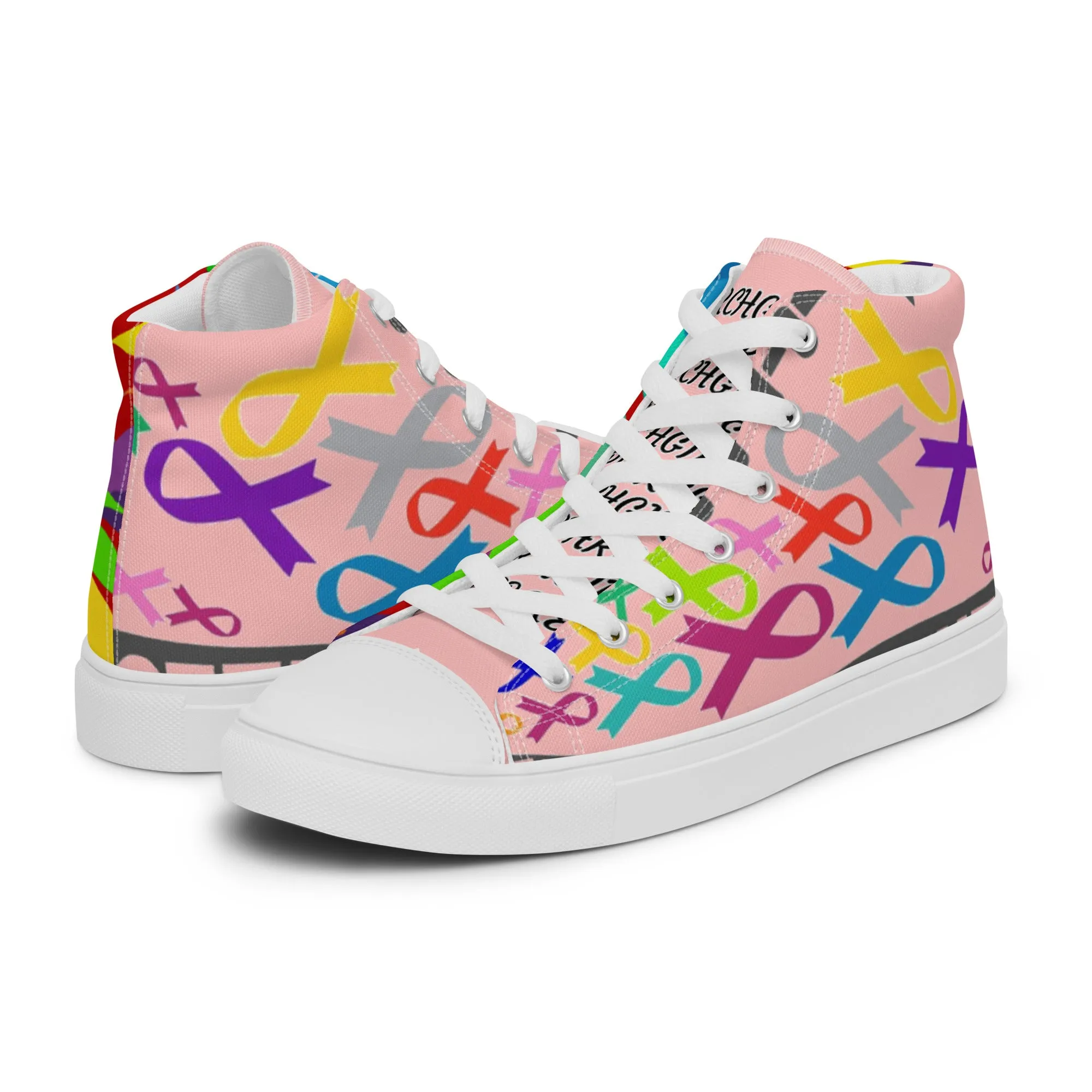 PORCHGIRLZ Breast Cancer Awareness Women’s high top canvas shoes