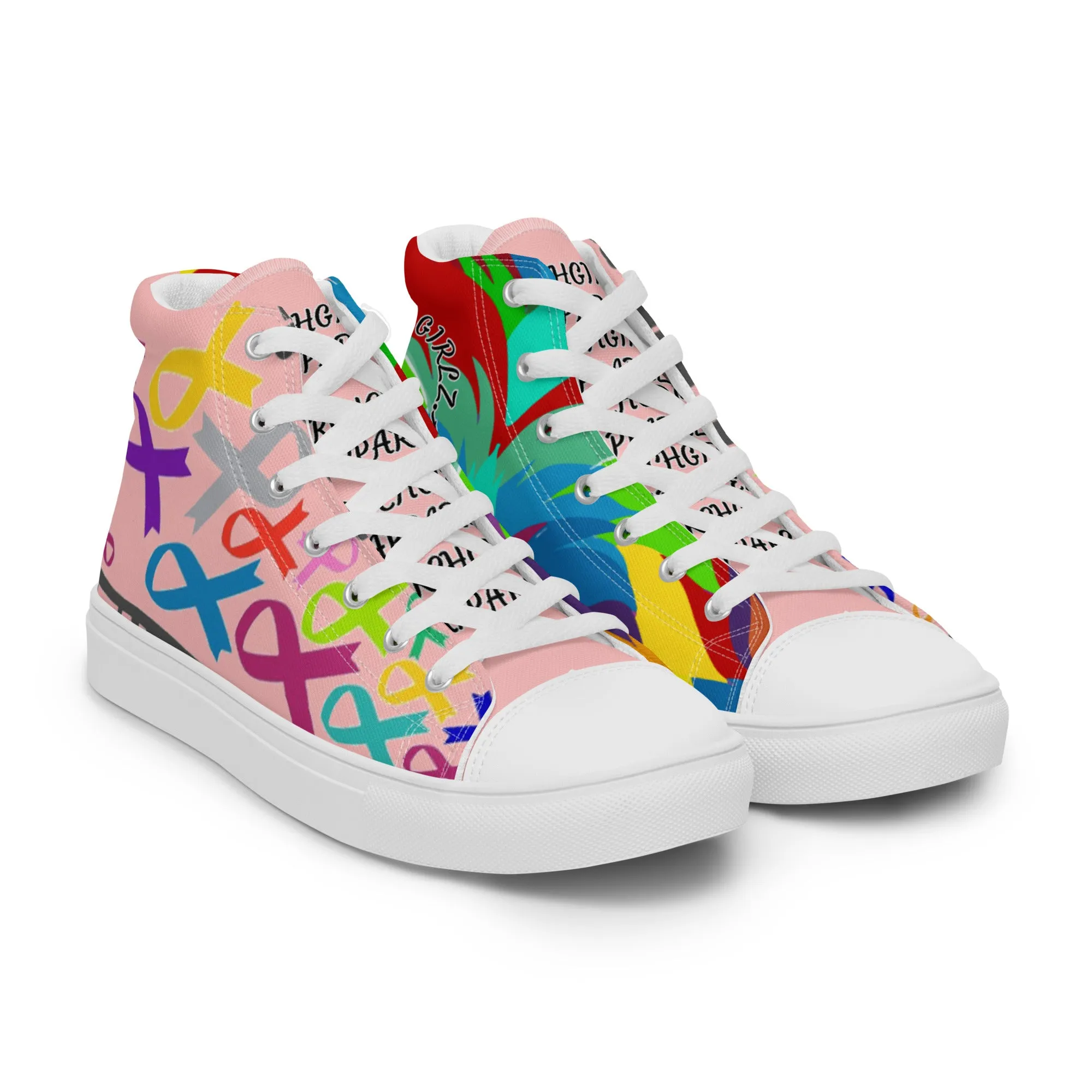 PORCHGIRLZ Breast Cancer Awareness Women’s high top canvas shoes