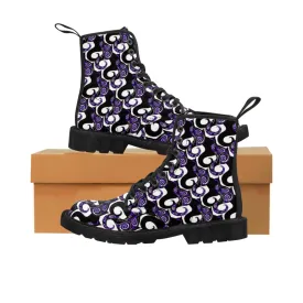 Purple Swirly Cats Women's Canvas Boots