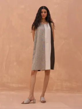 "Ikis Color-Blocked Linen Shift Dress