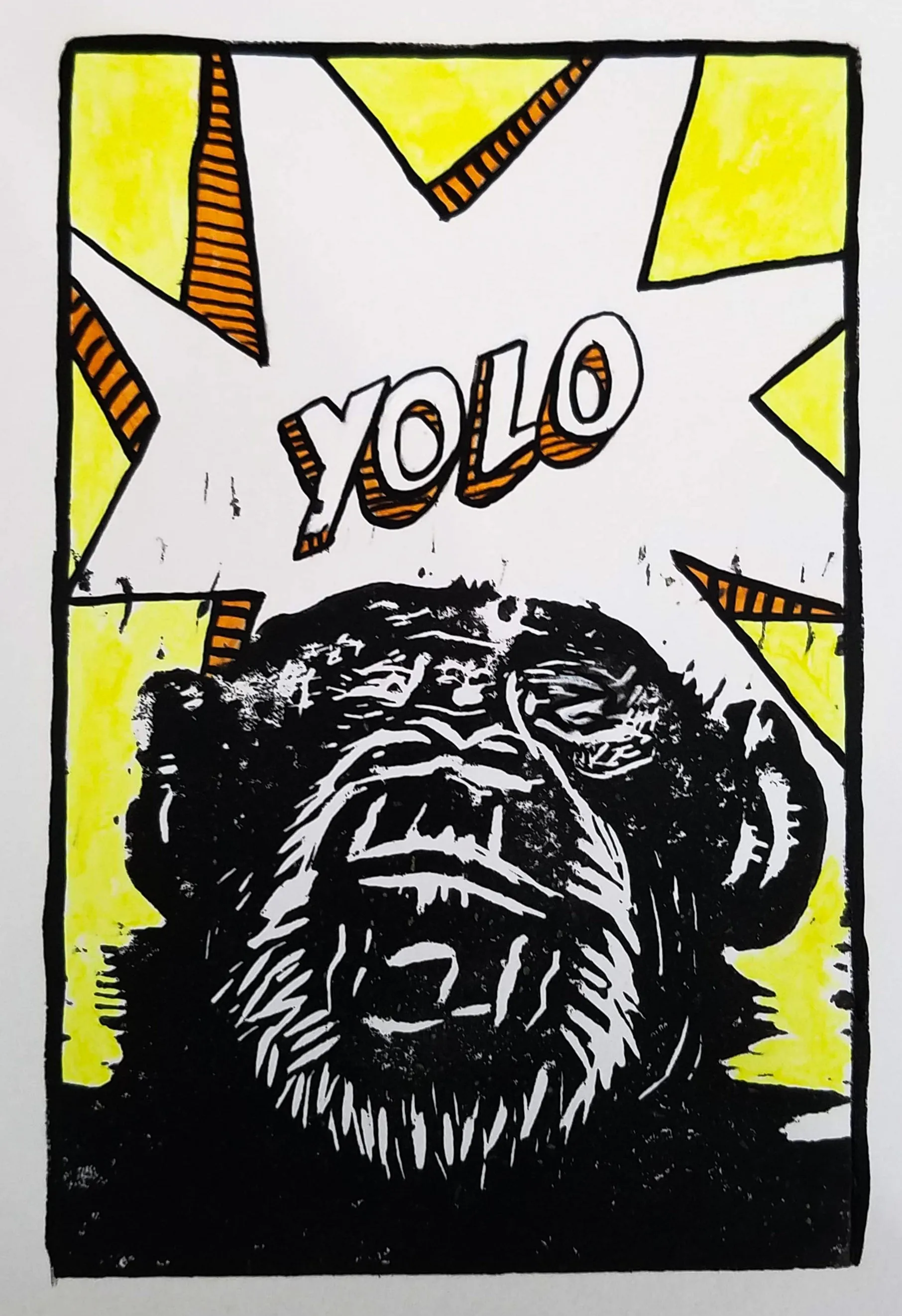 "YOLO Chimp Monk" by Lani Mustard Stringer