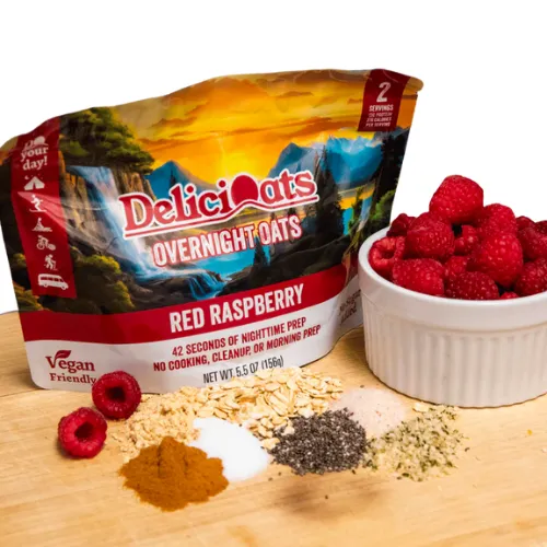 Red Raspberry Overnight Oats by DeliciOats™