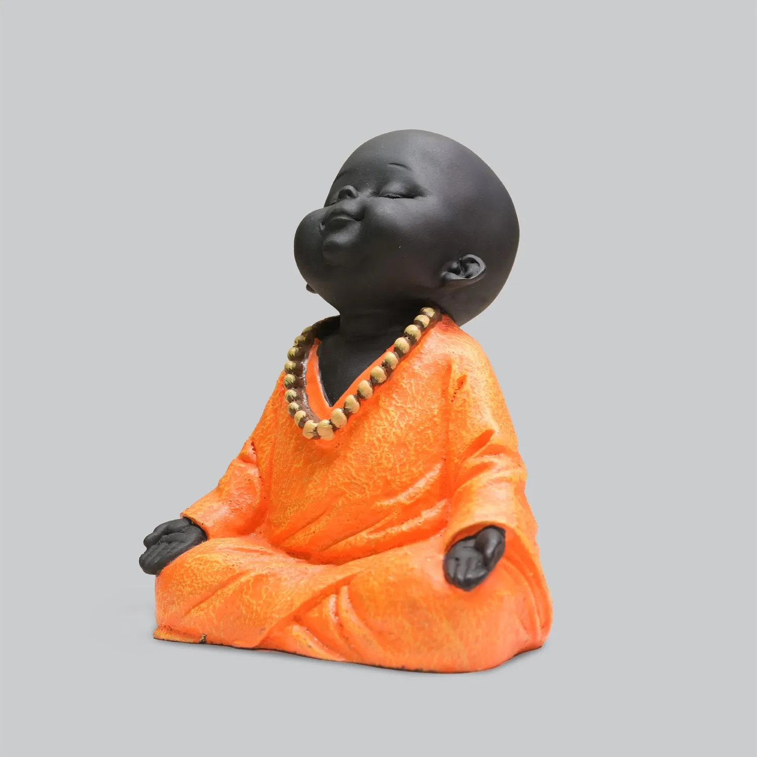 Resin Monk Baby in Black and Orange Finish 5 in (Set of 3)