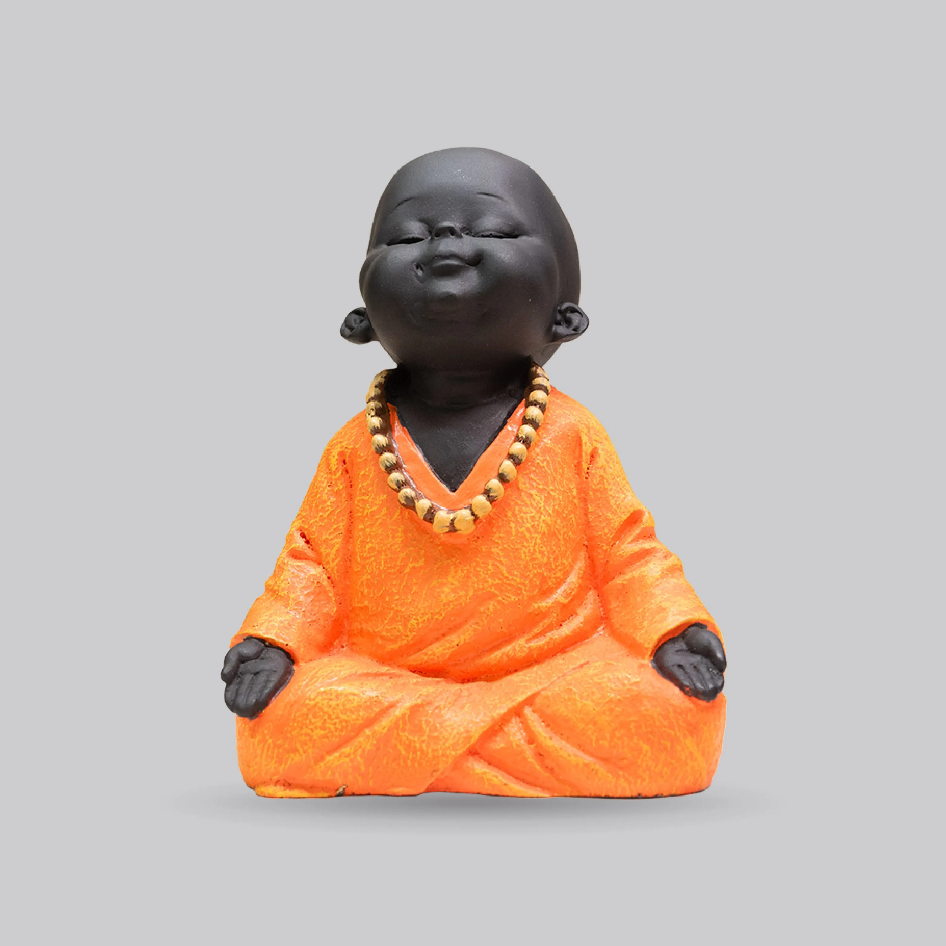 Resin Monk Baby in Black and Orange Finish 5 in (Set of 3)