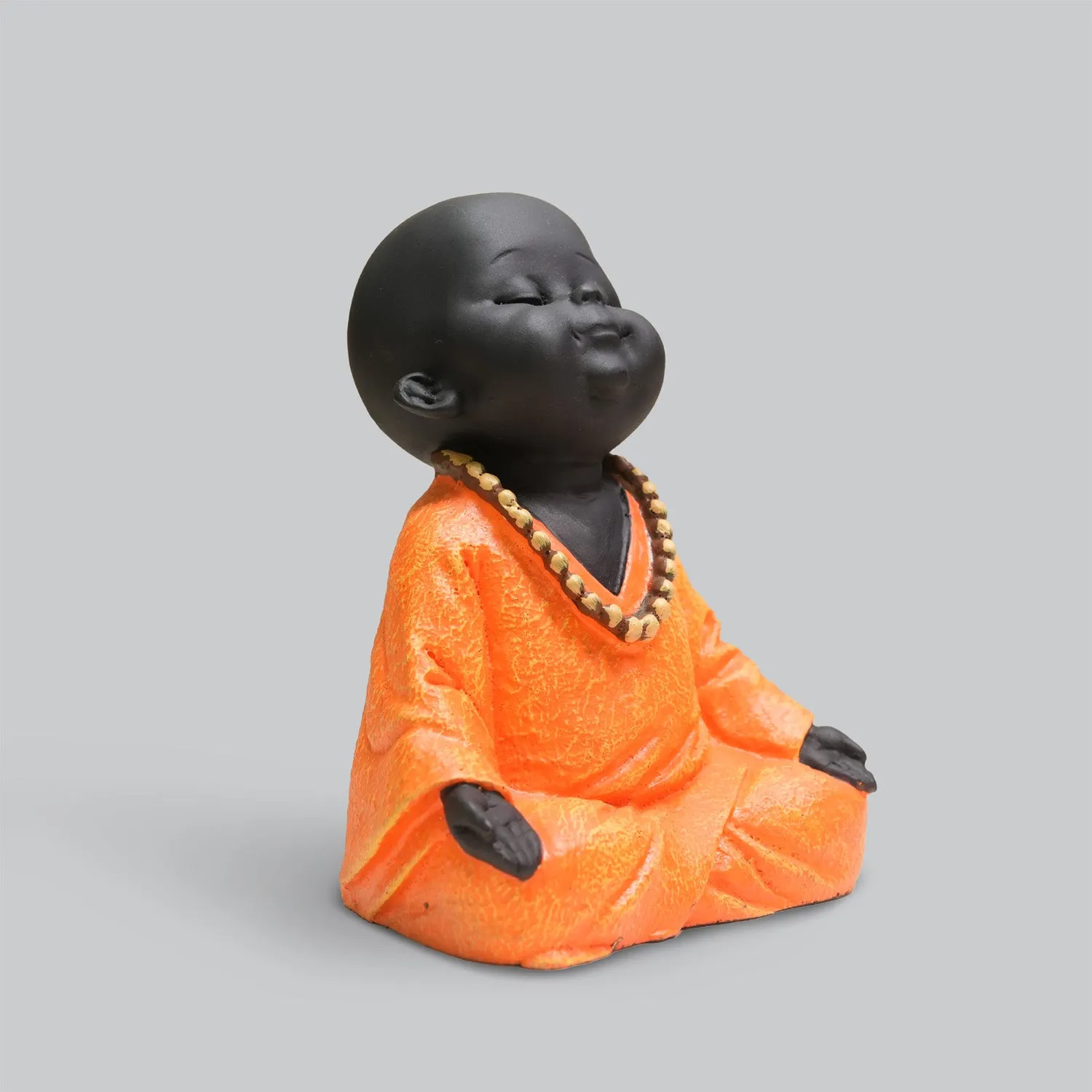 Resin Monk Baby in Black and Orange Finish 5 in (Set of 3)