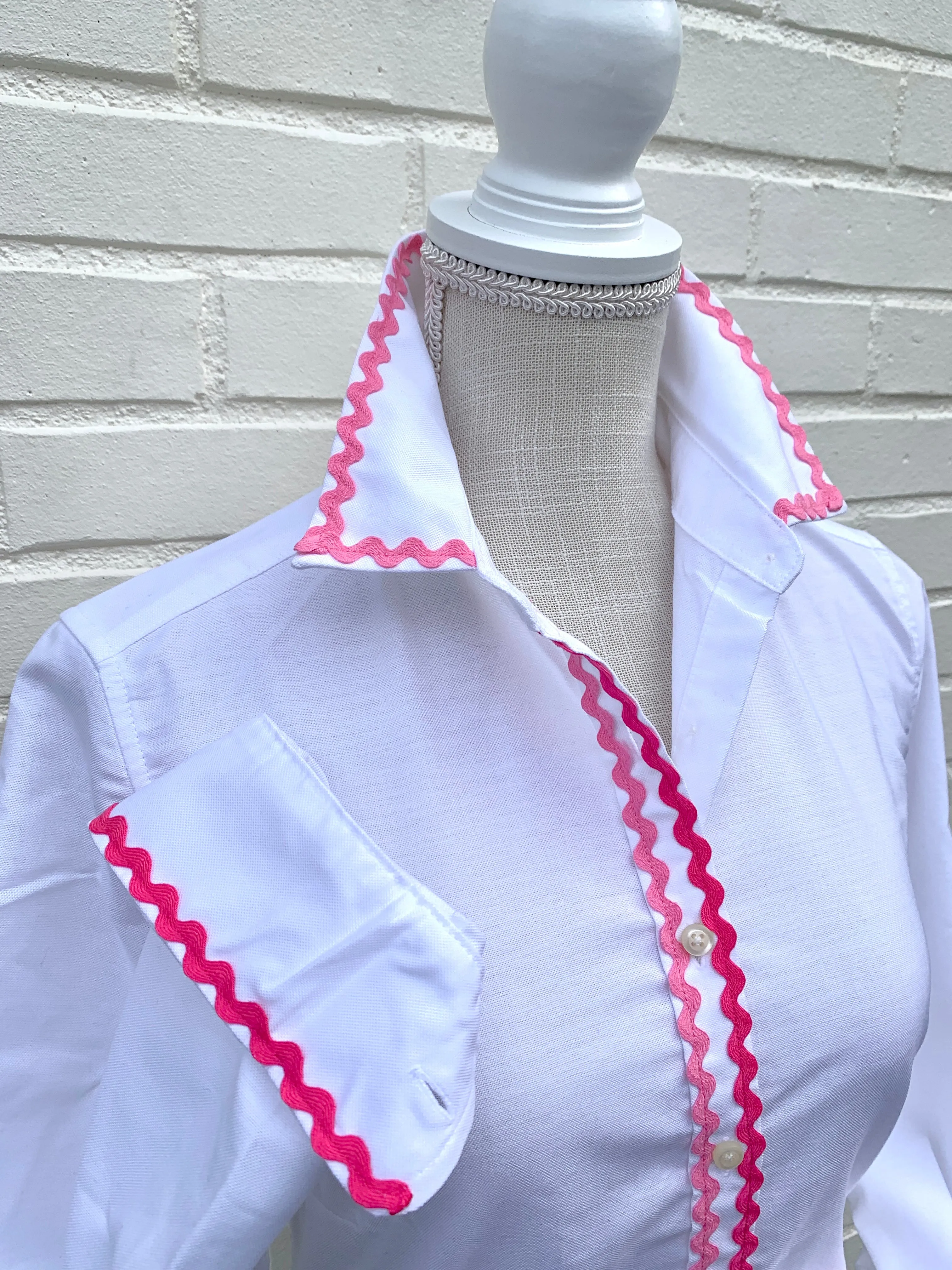 SALE - XXL ONLY - Charlotte Ric Rac Oxford Shirt Pink (CLT07) *FINAL SALE*