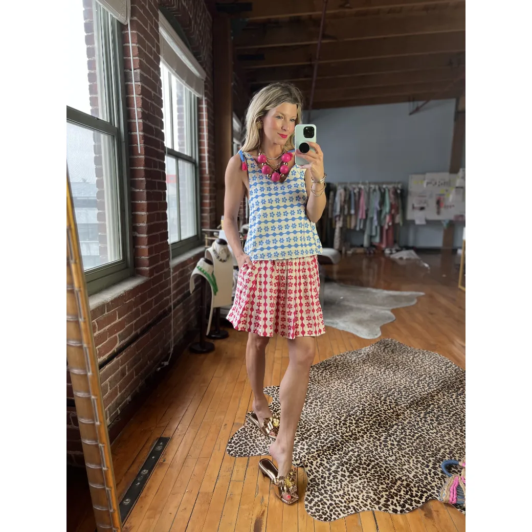 SAMPLE - BURU x Bisby Smocked MINI Skirt - Raspberry