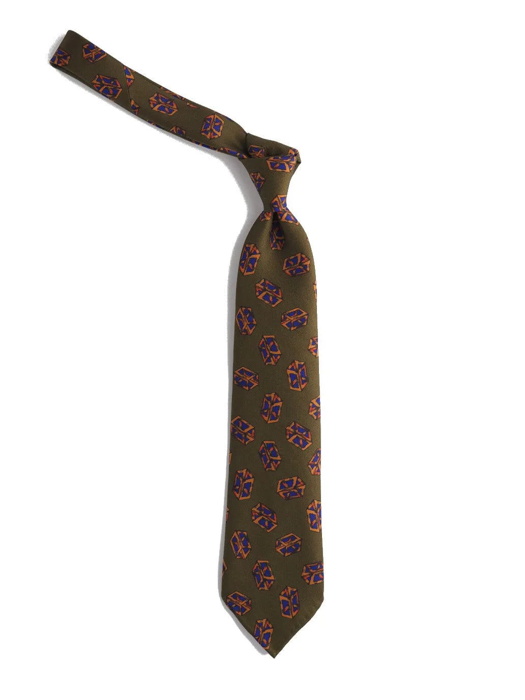 Silk Tie Quader Green