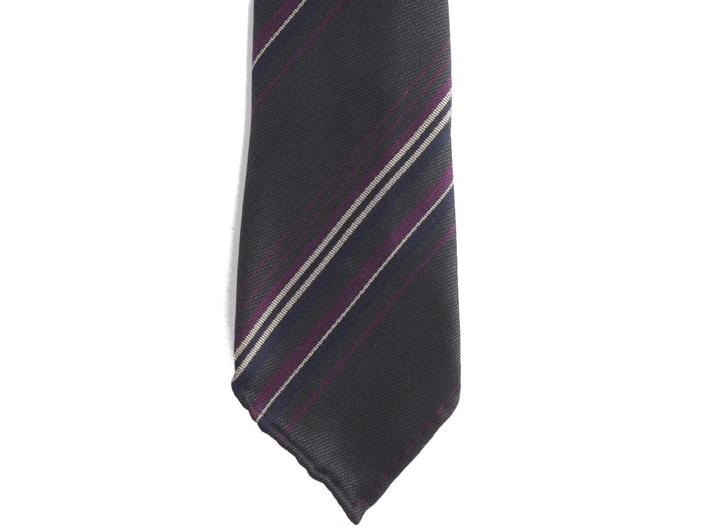 Silk Tie Repp Multi-Stripe Charcoal