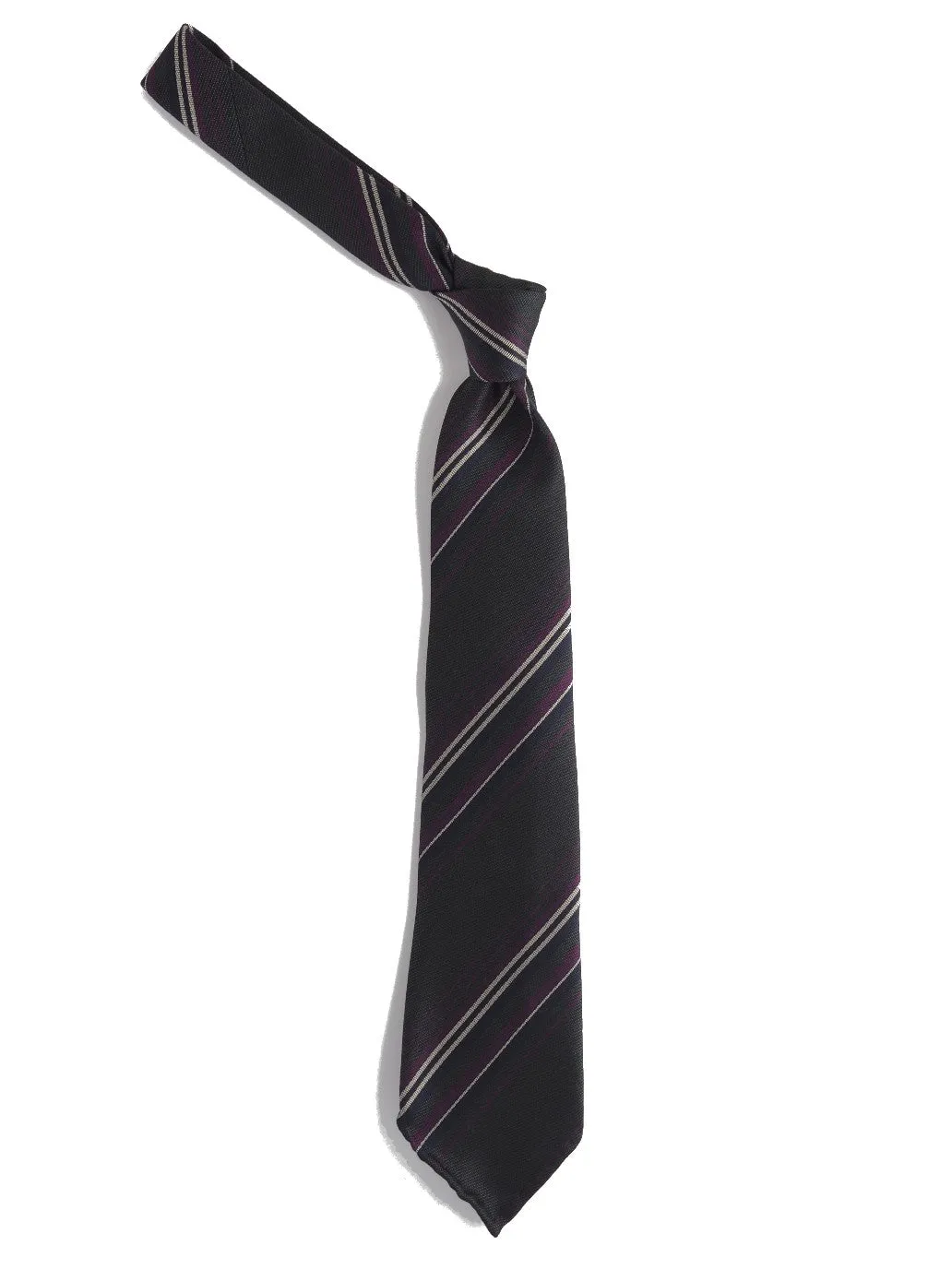 Silk Tie Repp Multi-Stripe Charcoal