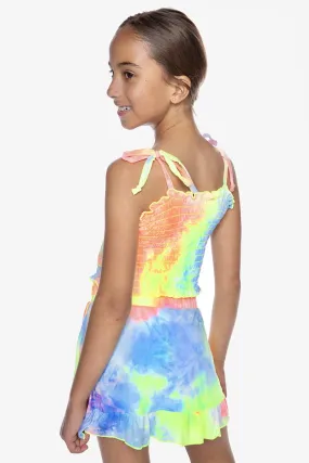 Simply Soft Asymmetrical Ruffle Skort - Neon Sherbet Tie Dye