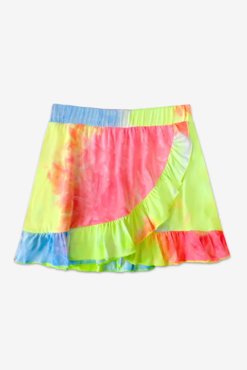 Simply Soft Asymmetrical Ruffle Skort - Neon Sherbet Tie Dye