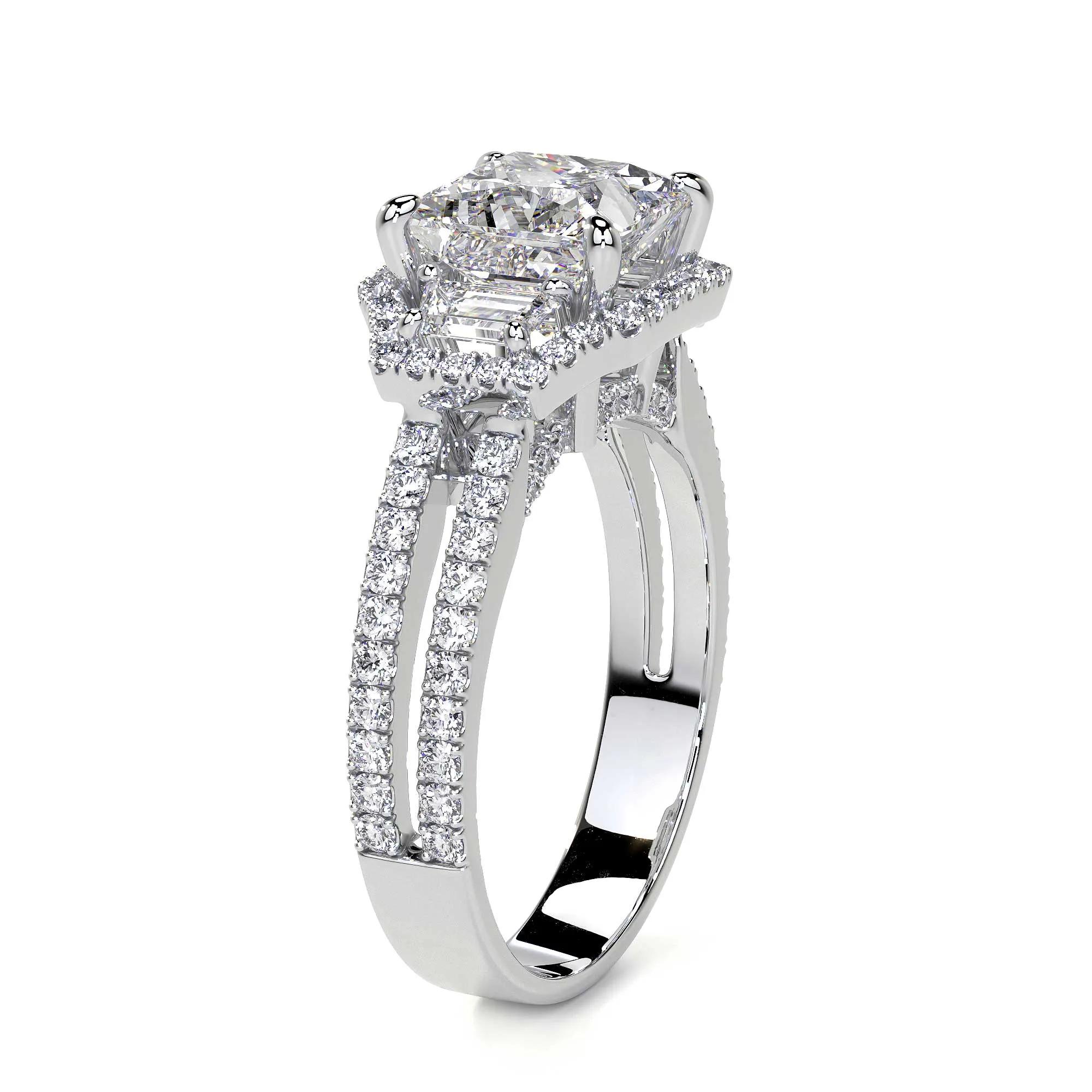 Square Radiant Cut Cluster Diamond Ring, 1.80 CT