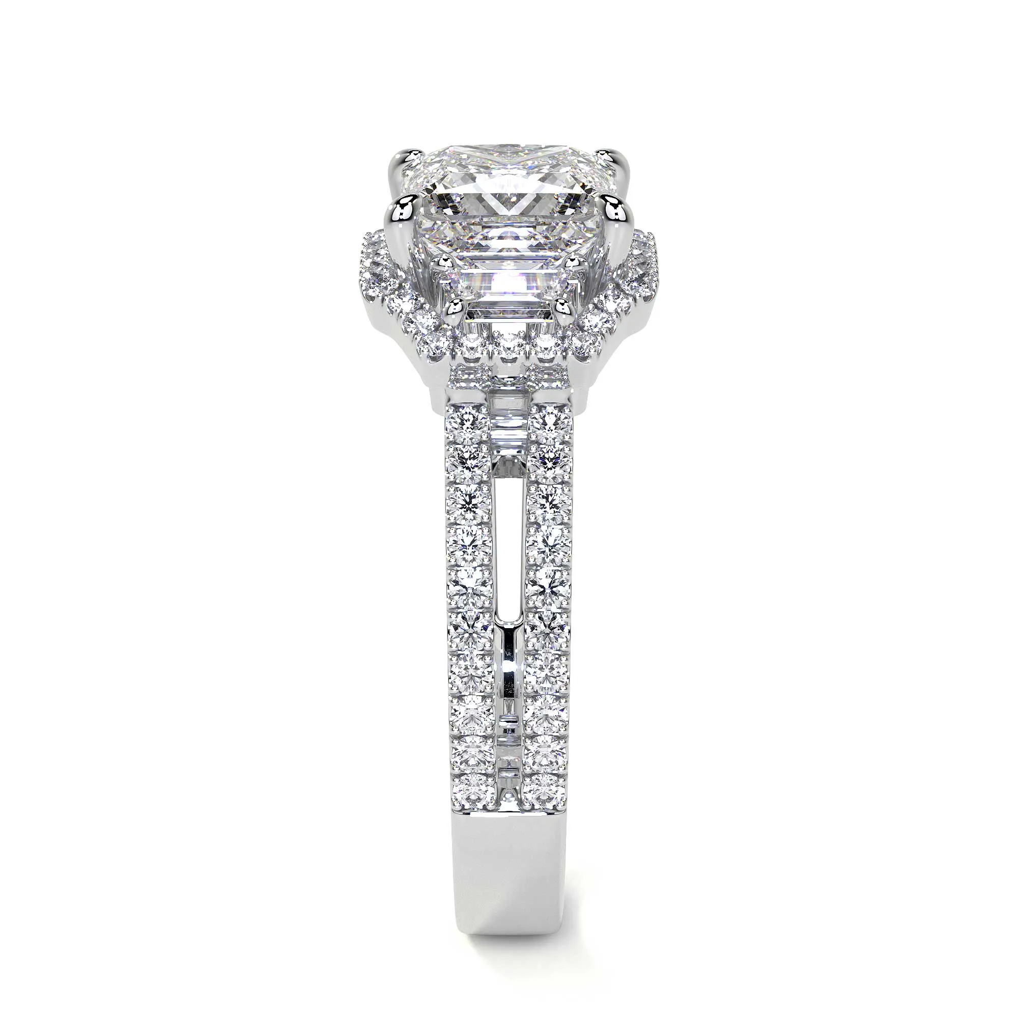 Square Radiant Cut Cluster Diamond Ring, 1.80 CT